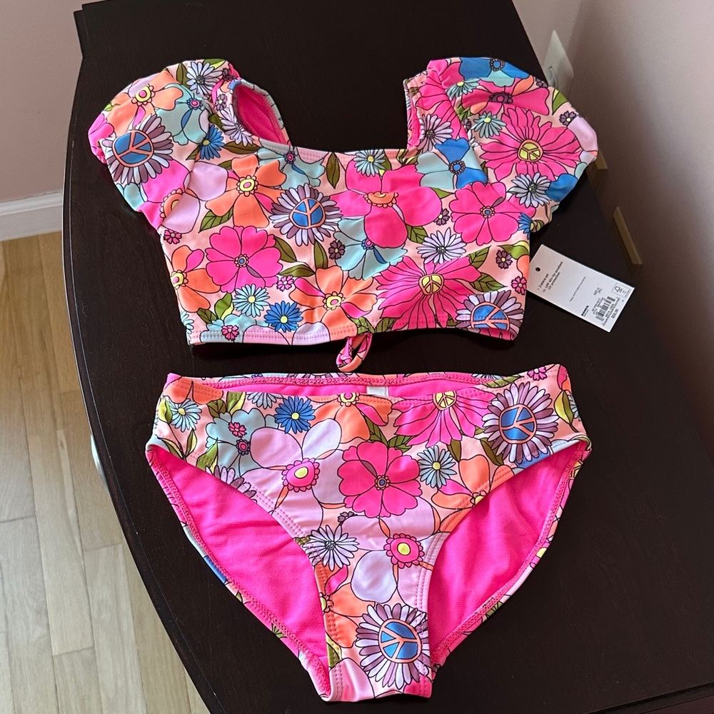 SO Kids Floral Bikini - Pink and Orange